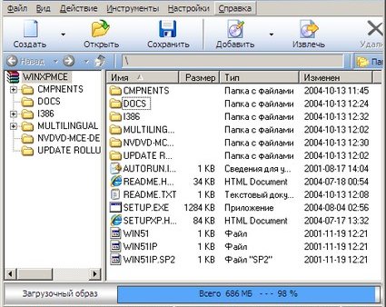 PowerISO 3.9 -- простой редактор образов