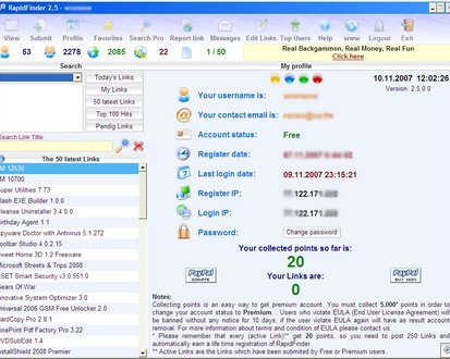RapidFinder 2.5 -- поиск по файлообменникам